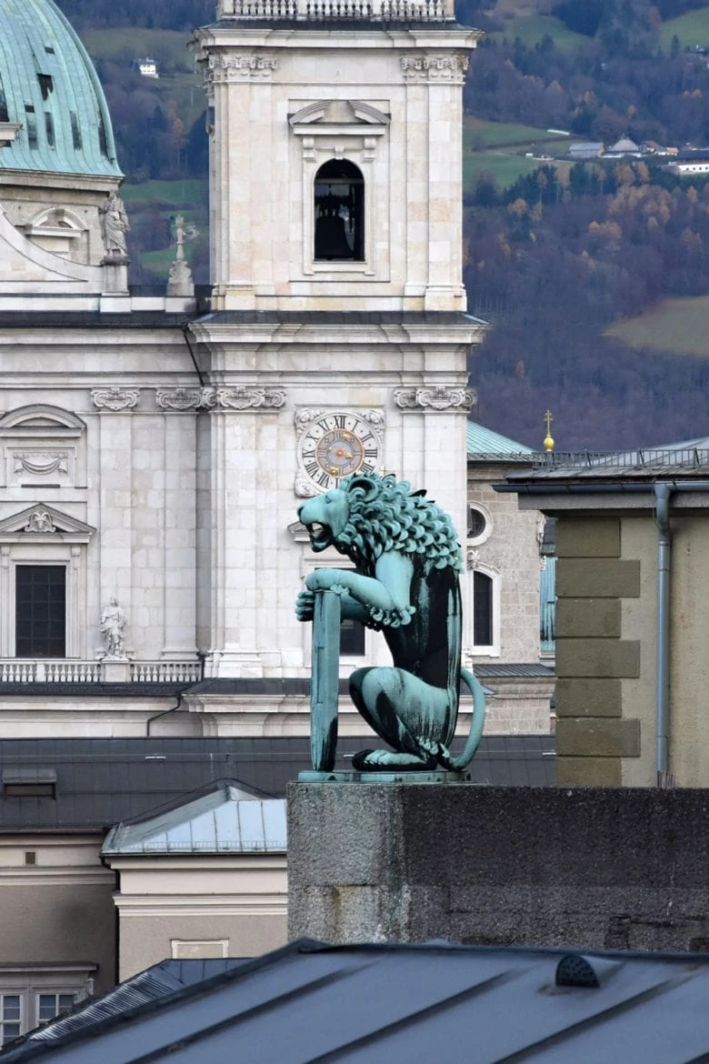 Salzburger Festspiele Aussicht vom Festspielhaus Löwe